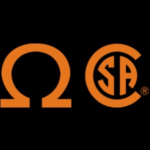 The CSA Orange Ω symbol identifies footwear with soles designed to resist electric shock. At the time of manufacture, the sole and heel assembly provide electrical insulation capable of withstanding 18,000 volts, with leakage not exceeding 1 mA for 60 seconds.