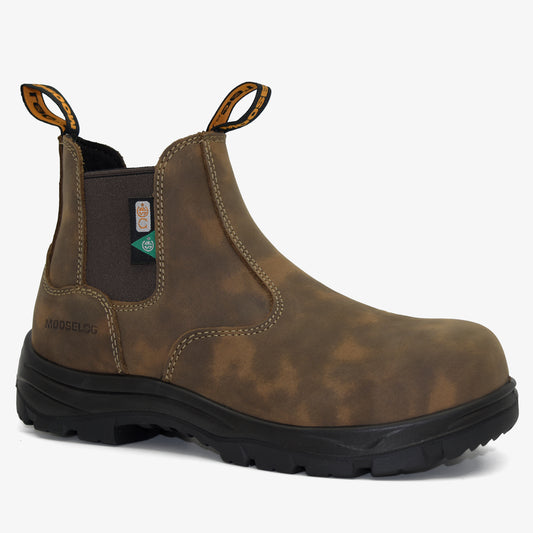 Men's CSA ASTM Composite Toe Chelsea Work Boots - Timber II Rustic Brown