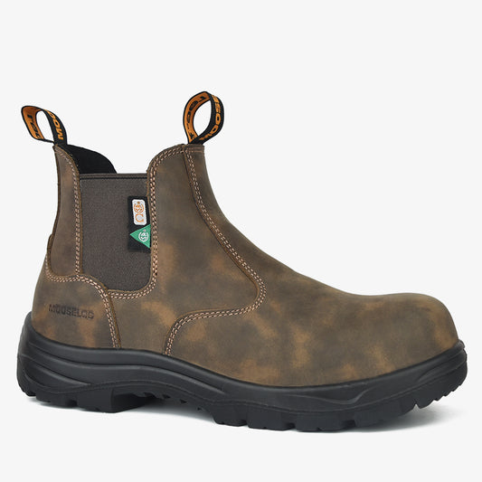 Men's CSA ASTM Composite Toe Chelsea Work Boots - Timber II Rustic Brown