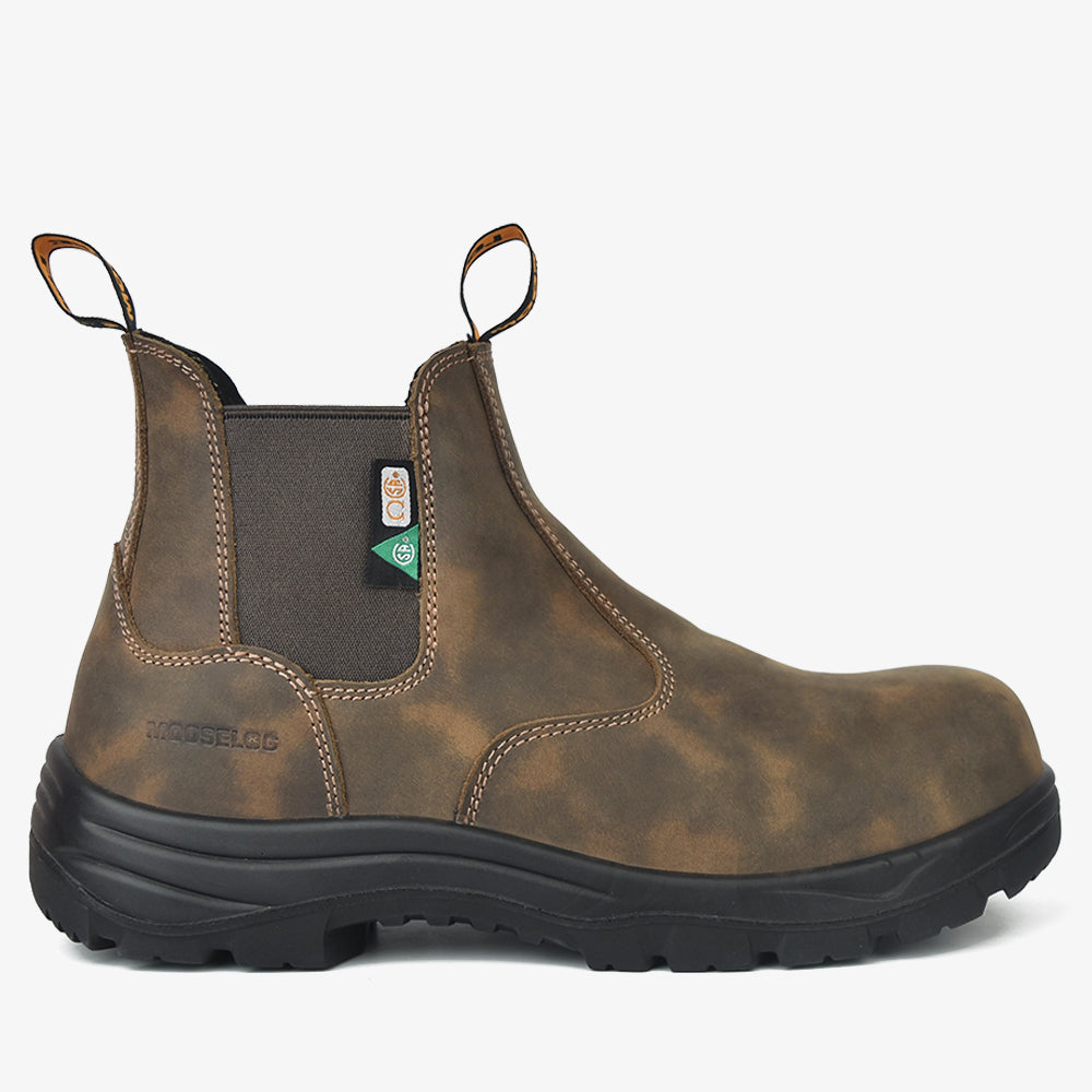 Men's CSA ASTM Composite Toe Chelsea Work Boots - Timber II Rustic Brown