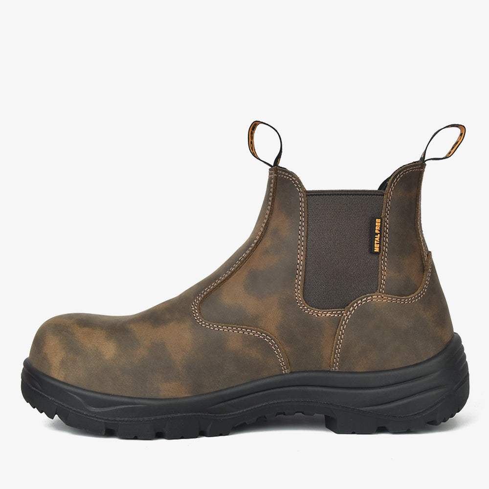 Men's CSA ASTM Composite Toe Chelsea Work Boots - Timber II Rustic Brown