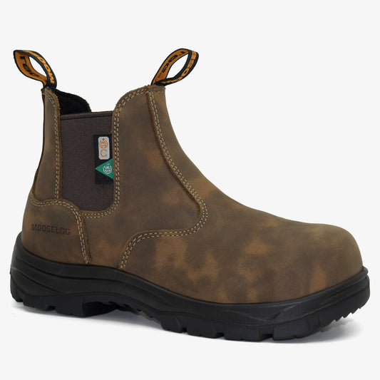 Women's CSA ASTM Composite Toe Chelsea Work Boots - Timber II Rustic Brown